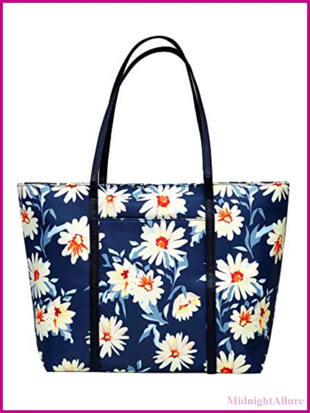 Large Nylon Tote Bag for Women Waterproof Shoulder Bag Flower Print Work Beach